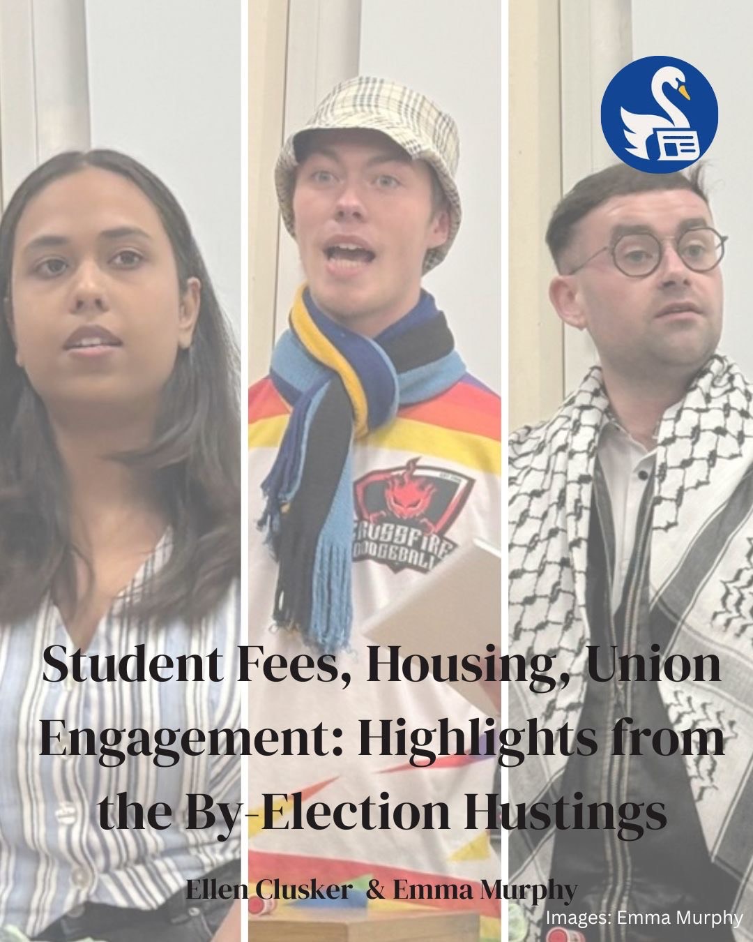 three young people deliver speeches from behind a podium.